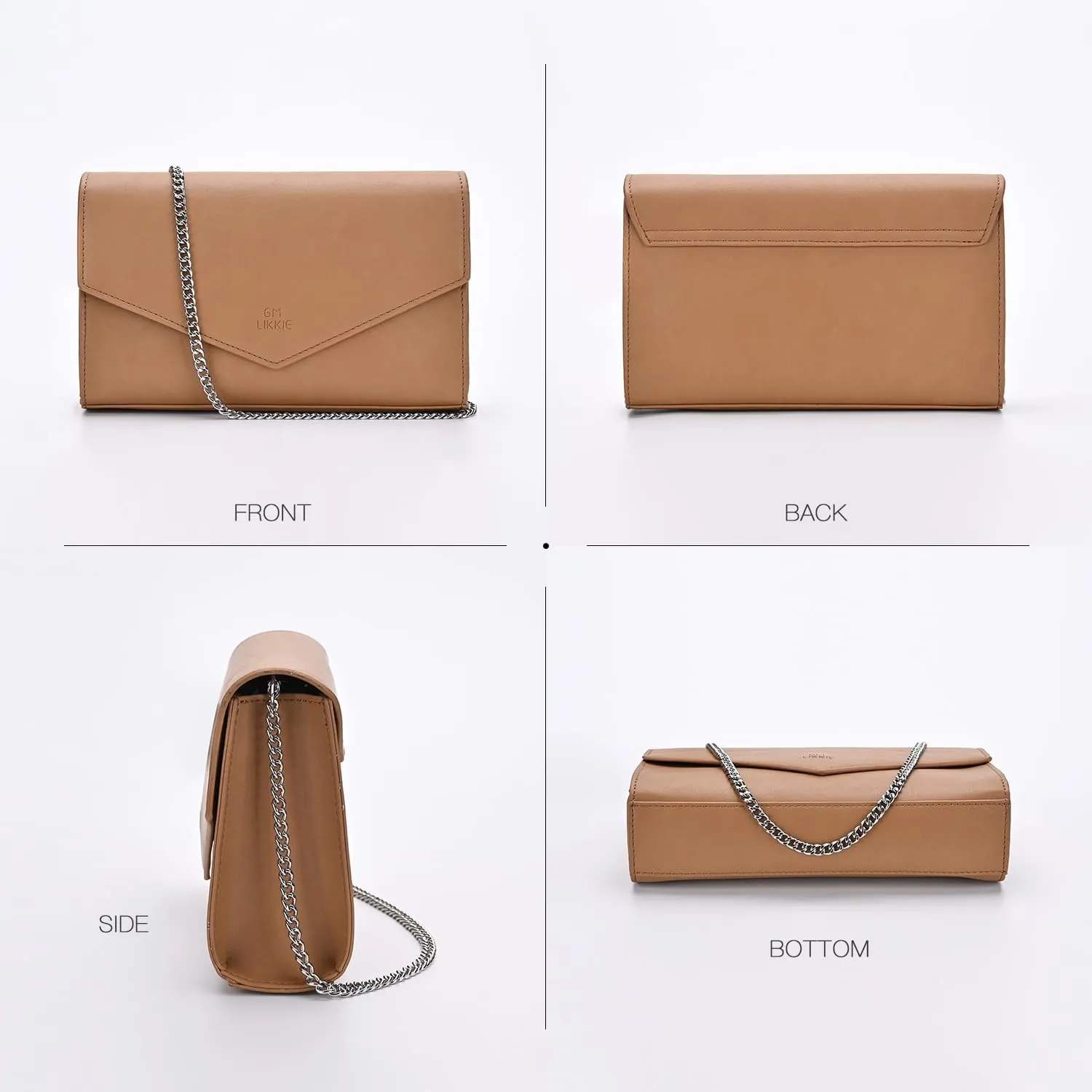 GM LIKKIE Clutch Purse for Women, Evening Envelope Clutch Bag, Crossbody Foldover PU Leather Shoulder Handbag