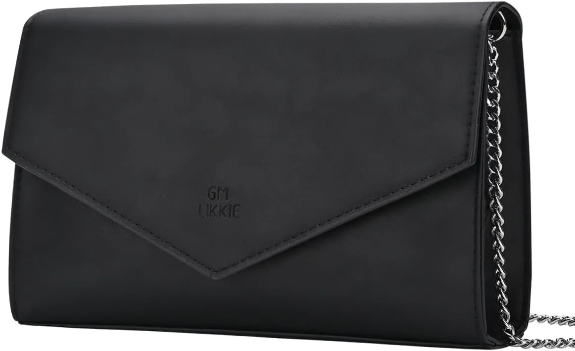 GM LIKKIE Clutch Purse for Women, Evening Envelope Clutch Bag, Crossbody Foldover PU Leather Shoulder Handbag