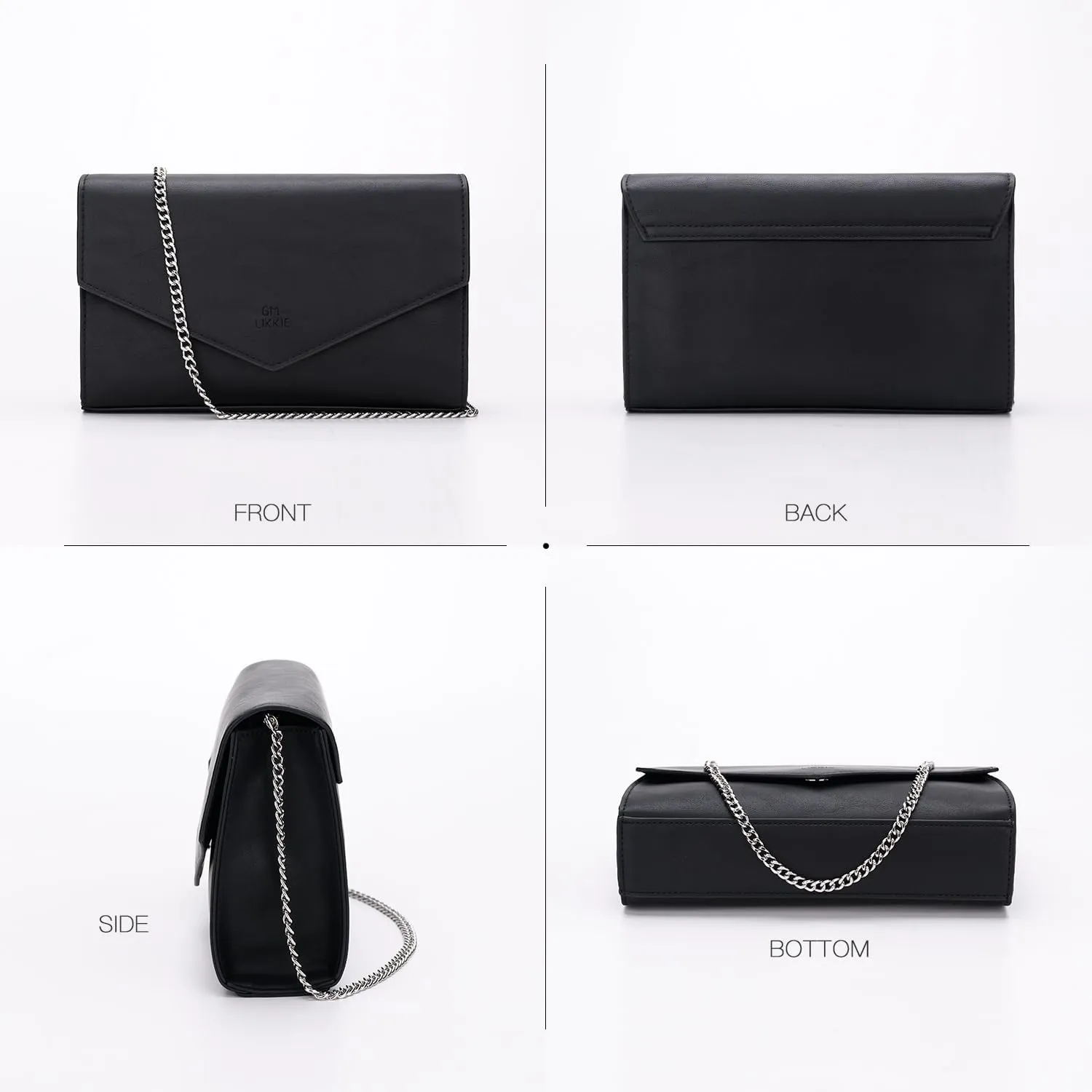 GM LIKKIE Clutch Purse for Women, Evening Envelope Clutch Bag, Crossbody Foldover PU Leather Shoulder Handbag