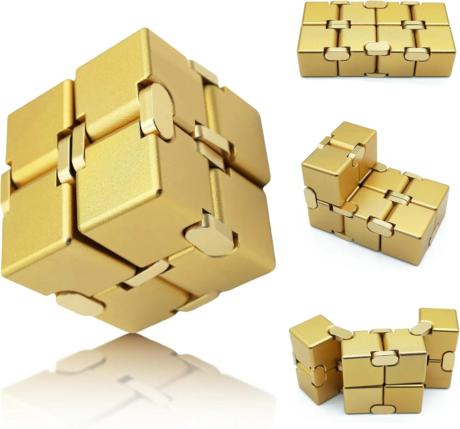 Gold Infinity Cube, ADHD Fidget Toys Adults, Kids & Teens, Stress Relief, Focus & Creativity