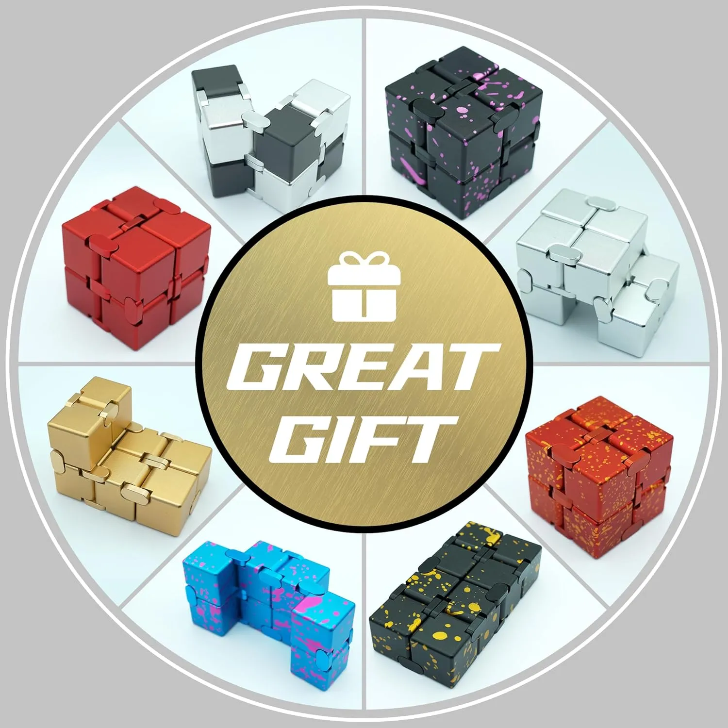 Gold Infinity Cube, ADHD Fidget Toys Adults, Kids & Teens, Stress Relief, Focus & Creativity