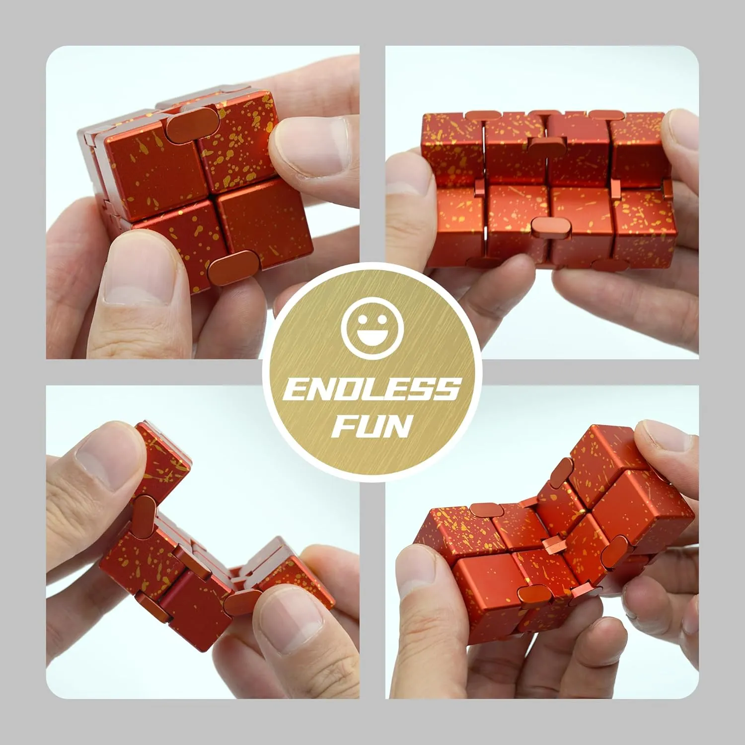 Gold Infinity Cube, ADHD Fidget Toys Adults, Kids & Teens, Stress Relief, Focus & Creativity