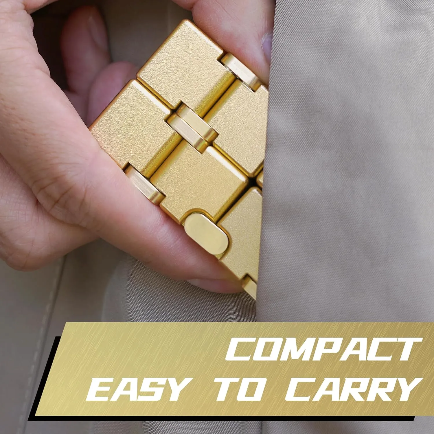 Gold Infinity Cube, ADHD Fidget Toys Adults, Kids & Teens, Stress Relief, Focus & Creativity