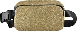 Golden Glitter Texture Fanny Pack for Women Waterproof Hip Pack Belt Bag Cute Crossbody Waist Bag
