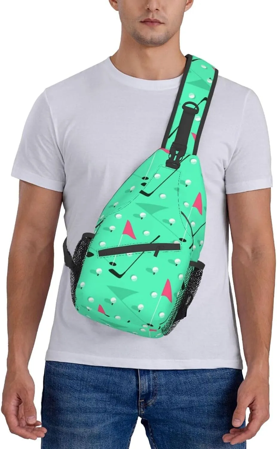 Golf Sport Crossbody Bag Golf Shoulder Bag Backpack Sport Sling Bag Chest Casual Daypack for Outdoor