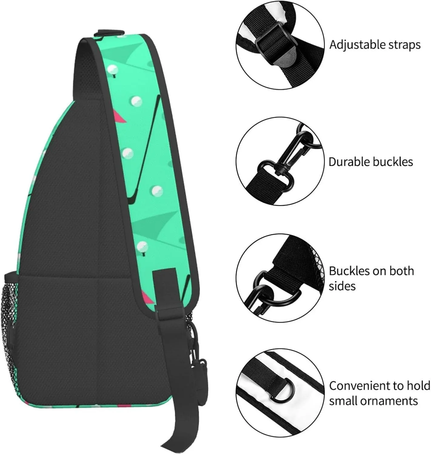 Golf Sport Crossbody Bag Golf Shoulder Bag Backpack Sport Sling Bag Chest Casual Daypack for Outdoor
