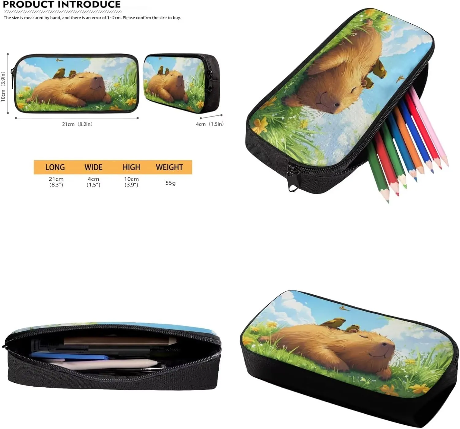 Gomyblomy Birds Capybara Backpack Set for Girls 6-8 8-10 10-12 Cute Elementary Kindergarten School Bag with Lunch Box Pencil Case Water Bottle Holder for Kids 4 Pcs Girls Bookbag Set