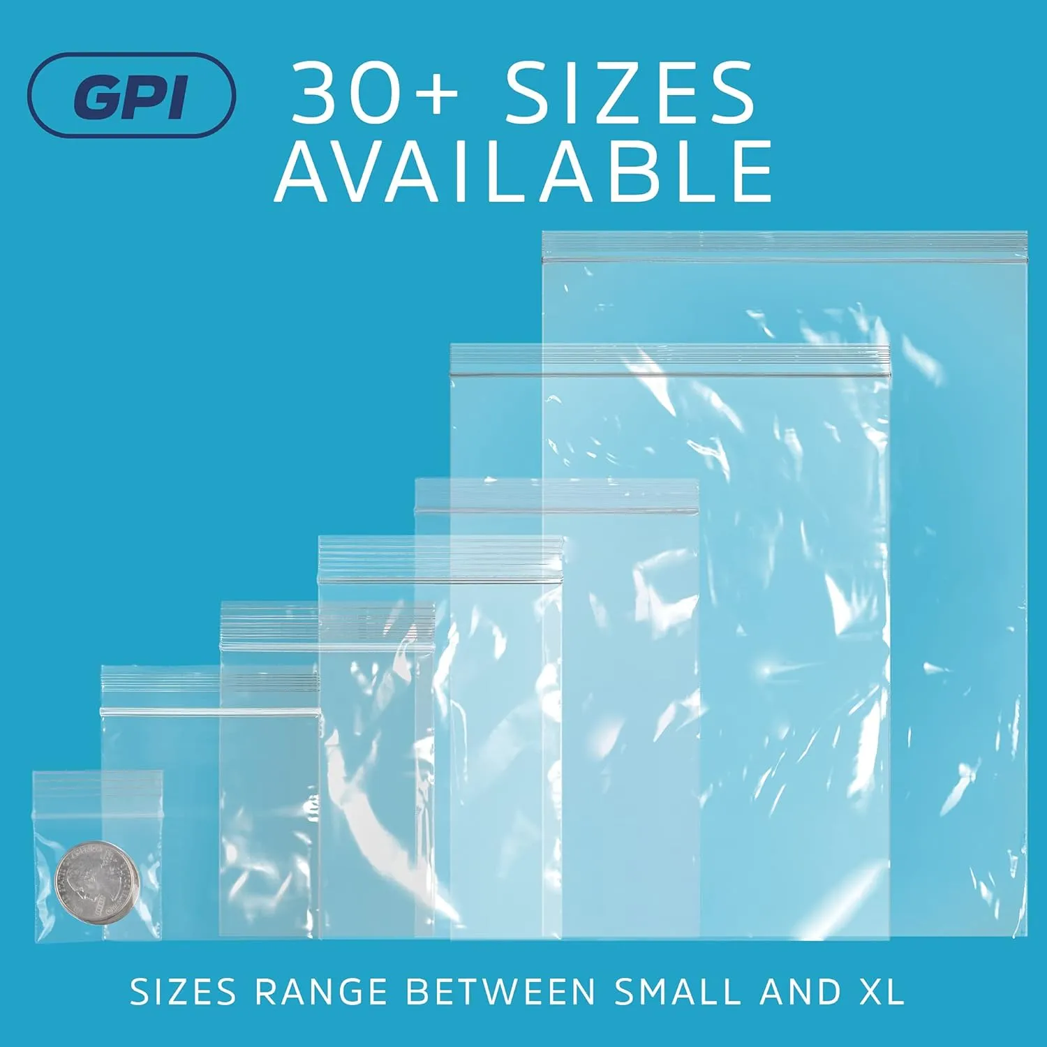 GPI - 13" x 13" Case of 1000 Clear Plastic Reclosable Zip bags, Large Bulk 2 mil Thick Strong & Durable Poly Baggies With Resealable Zip Top Lock For Scrapbook, Travel, Storage, Packaging & Shipping.