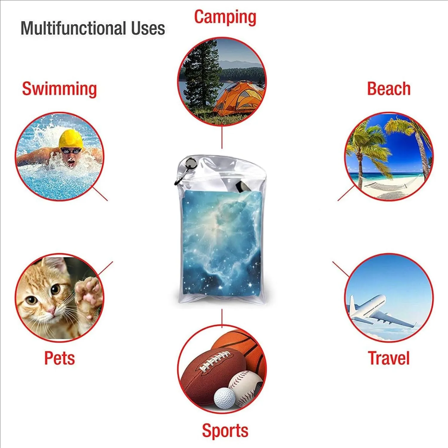 Green Blue Purple Galaxy Premium Compact Microfiber Travel Towel-Featherlight & Quick Dry,Sand-Resistant Beach Towel for Swimming,Camping,Vacation Essentials with Carry Pouch