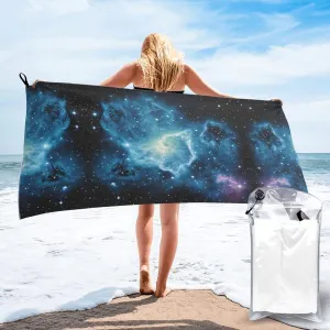 Green Blue Purple Galaxy Premium Compact Microfiber Travel Towel-Featherlight & Quick Dry,Sand-Resistant Beach Towel for Swimming,Camping,Vacation Essentials with Carry Pouch