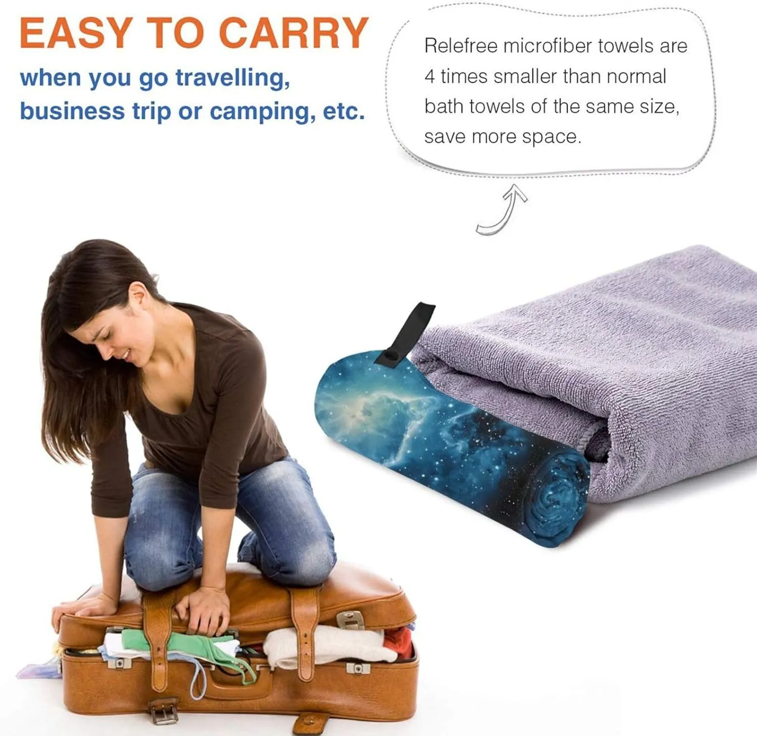Green Blue Purple Galaxy Premium Compact Microfiber Travel Towel-Featherlight & Quick Dry,Sand-Resistant Beach Towel for Swimming,Camping,Vacation Essentials with Carry Pouch