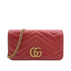 Gucci GG Marmont Chain Wallet Red