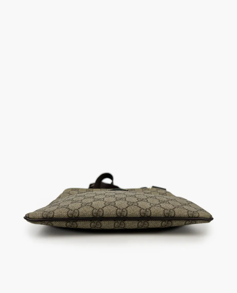 Gucci GG Supreme Monogram Small Flat Messenger Bag Dark Brown