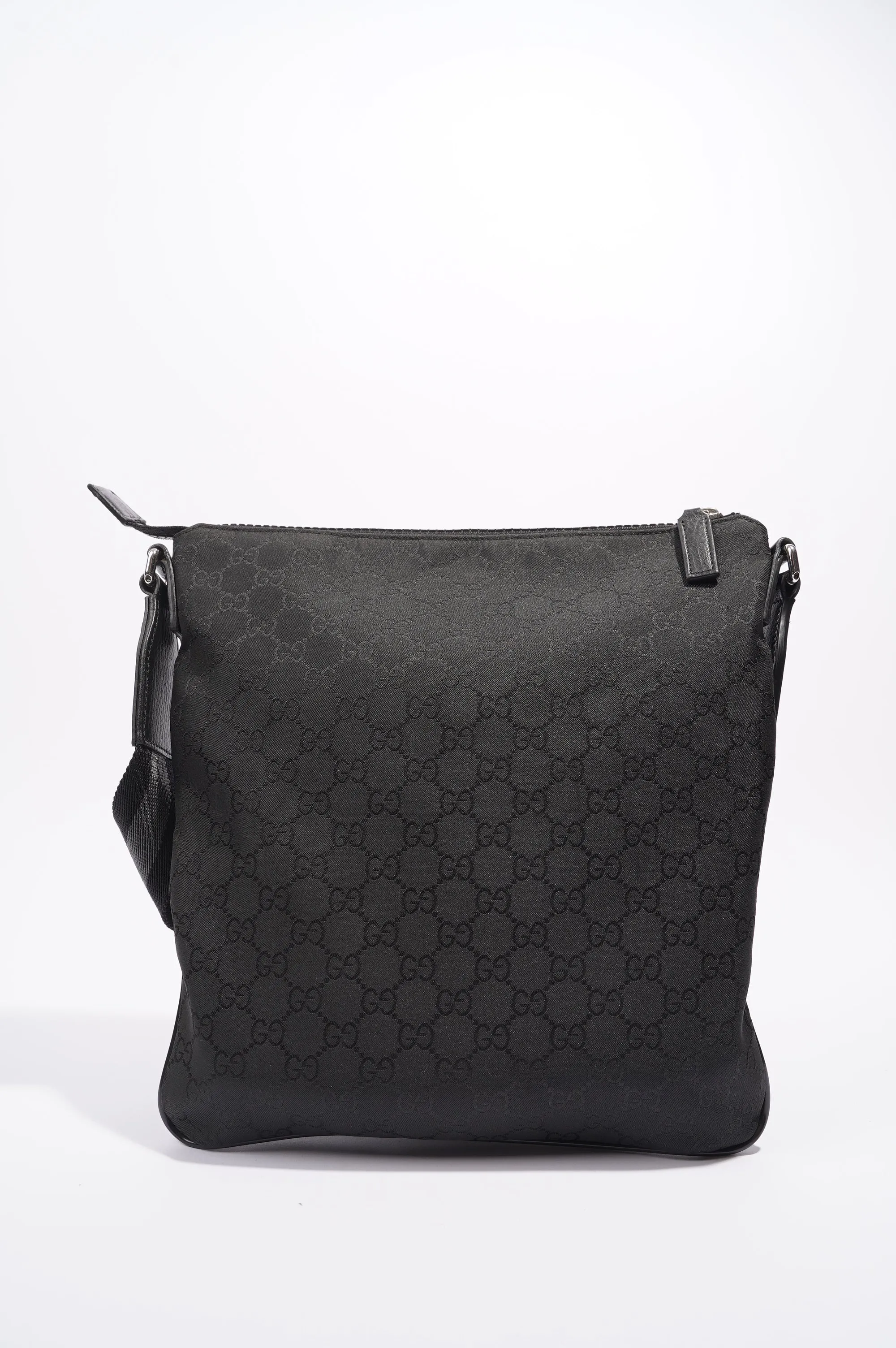 Gucci Mens GG Messenger Crossbody Black Nylon