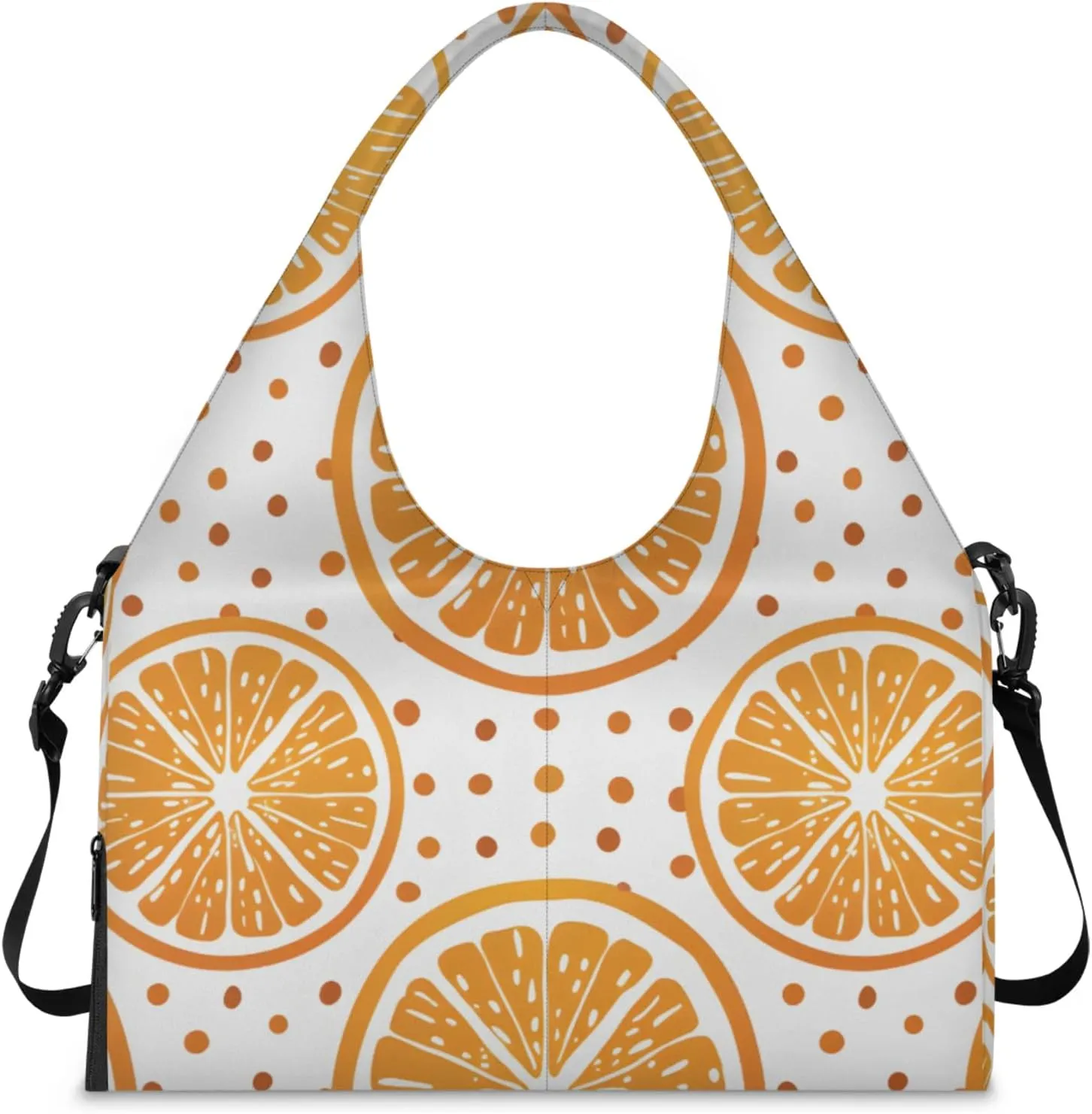 Gym Bag for Women Orange Slice Dots Duffel Bag with Shoe Compartment and Yoga Mat Holder Portable Weekender Bags Travel Tote Bags