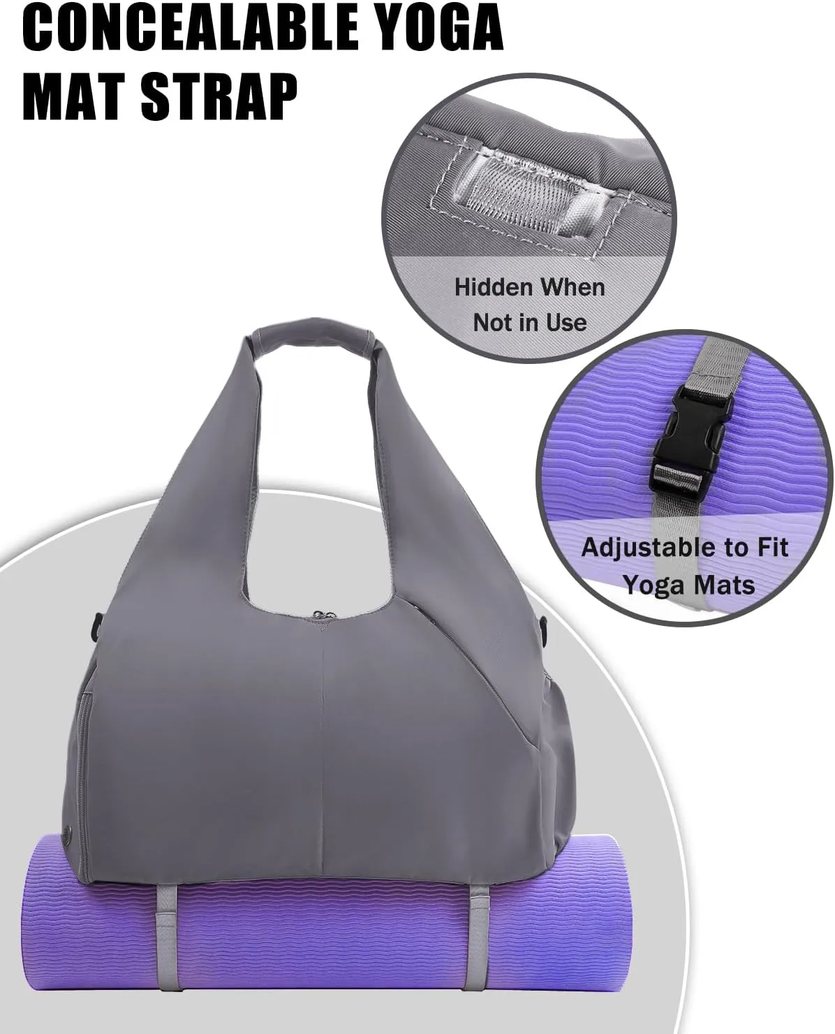 Gym Bag for Women with Shoe Compartment Yoga Mat Bag with Wet Pocket and Water Bottle Holder Weekender Bag with Strap