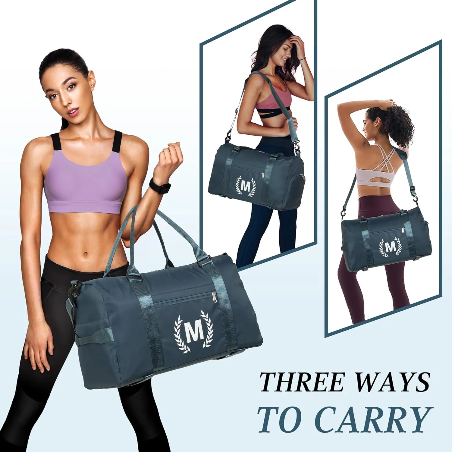Gym Bag with Shoe Compartment - Personalized Monogrammed Duffle for Sports, Travel, and Workout with Initials