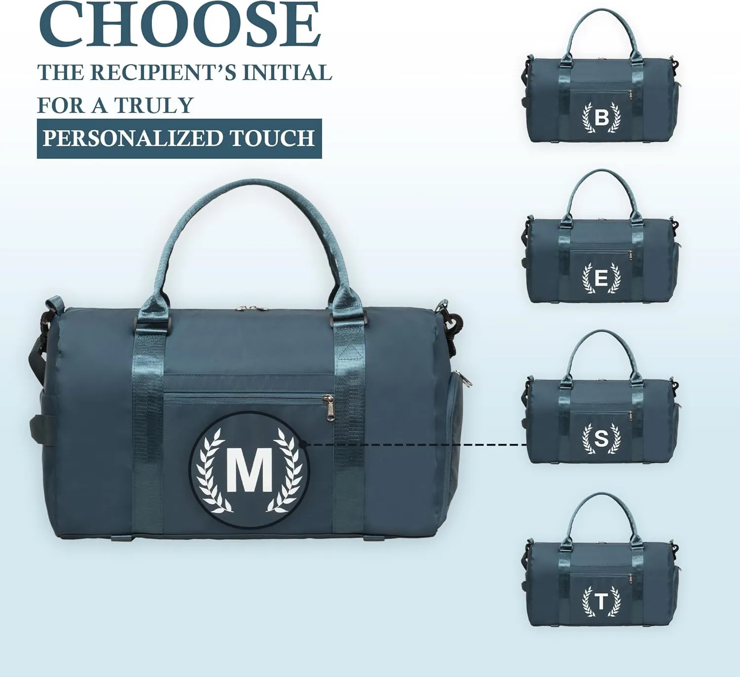 Gym Bag with Shoe Compartment - Personalized Monogrammed Duffle for Sports, Travel, and Workout with Initials
