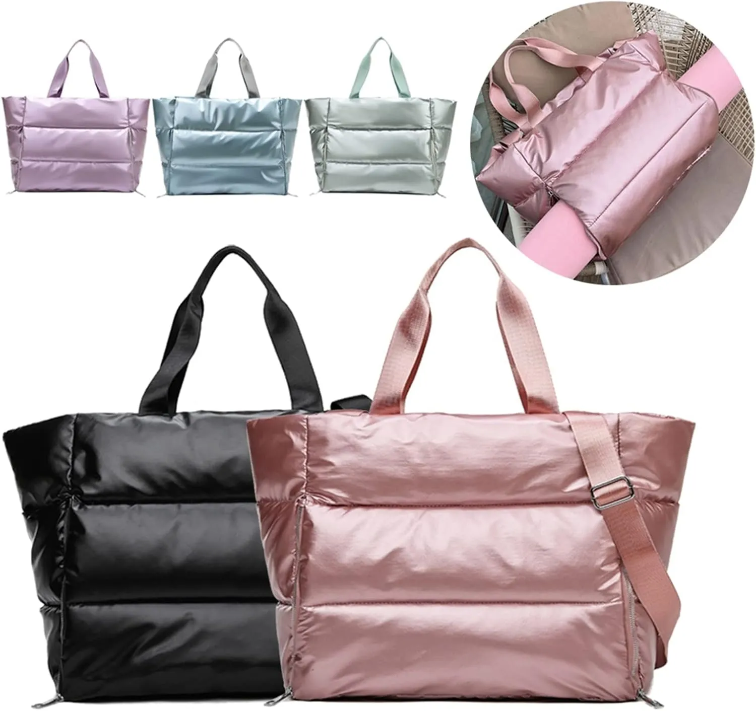 Gym for women Sports Waterproof Yoga Mat Organizer Weekend Travel Duffle Sport Fitness Shoulder Handbag (Pink)