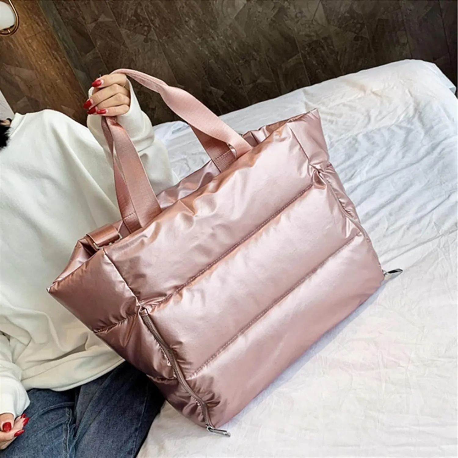 Gym for women Sports Waterproof Yoga Mat Organizer Weekend Travel Duffle Sport Fitness Shoulder Handbag (Pink)