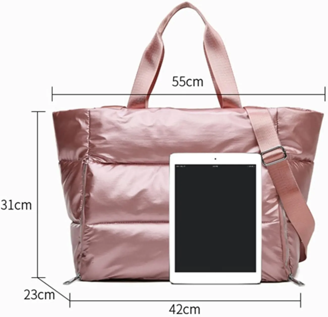 Gym for women Sports Waterproof Yoga Mat Organizer Weekend Travel Duffle Sport Fitness Shoulder Handbag (Pink)