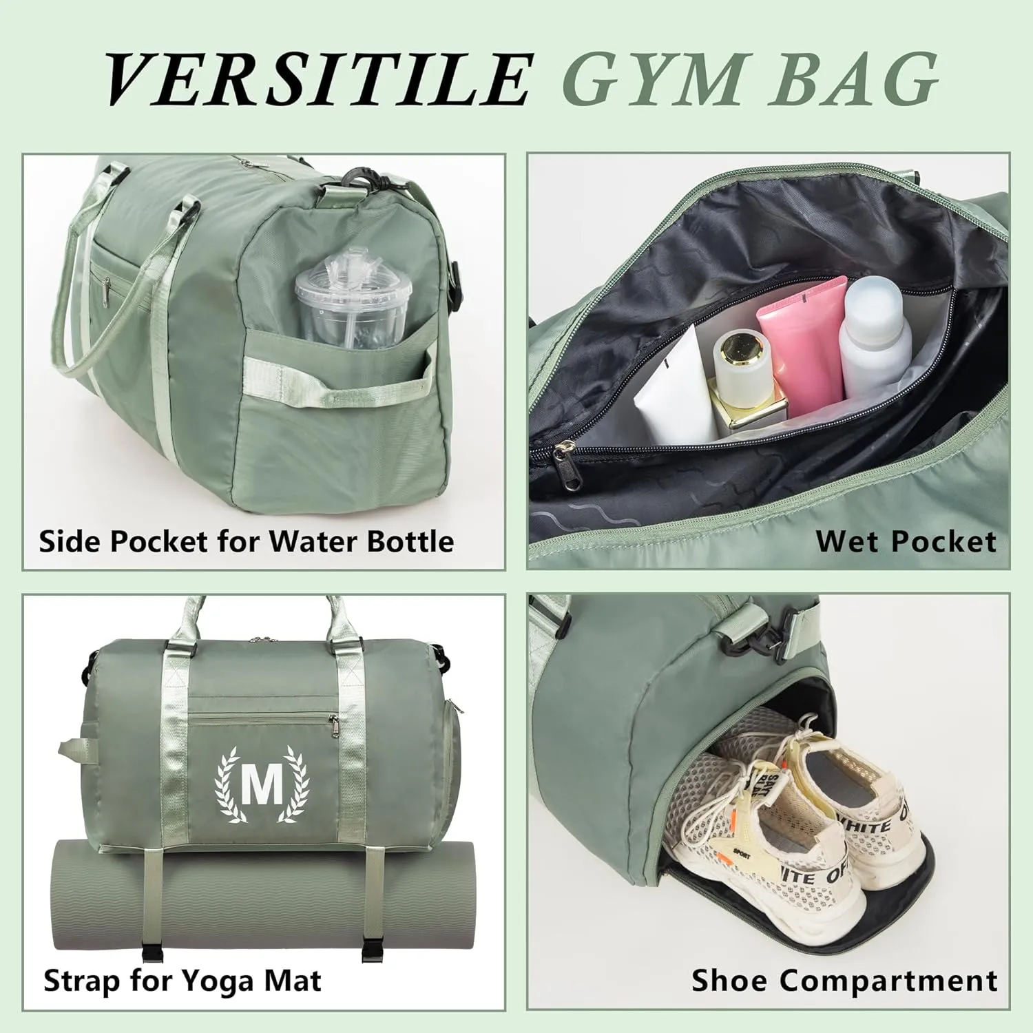 Gym-Travel Duffel Bag, Personalized Women's Duffle Bag with Shoe Compartment, Sports Bag for Yoga & Dance, Red, Size V