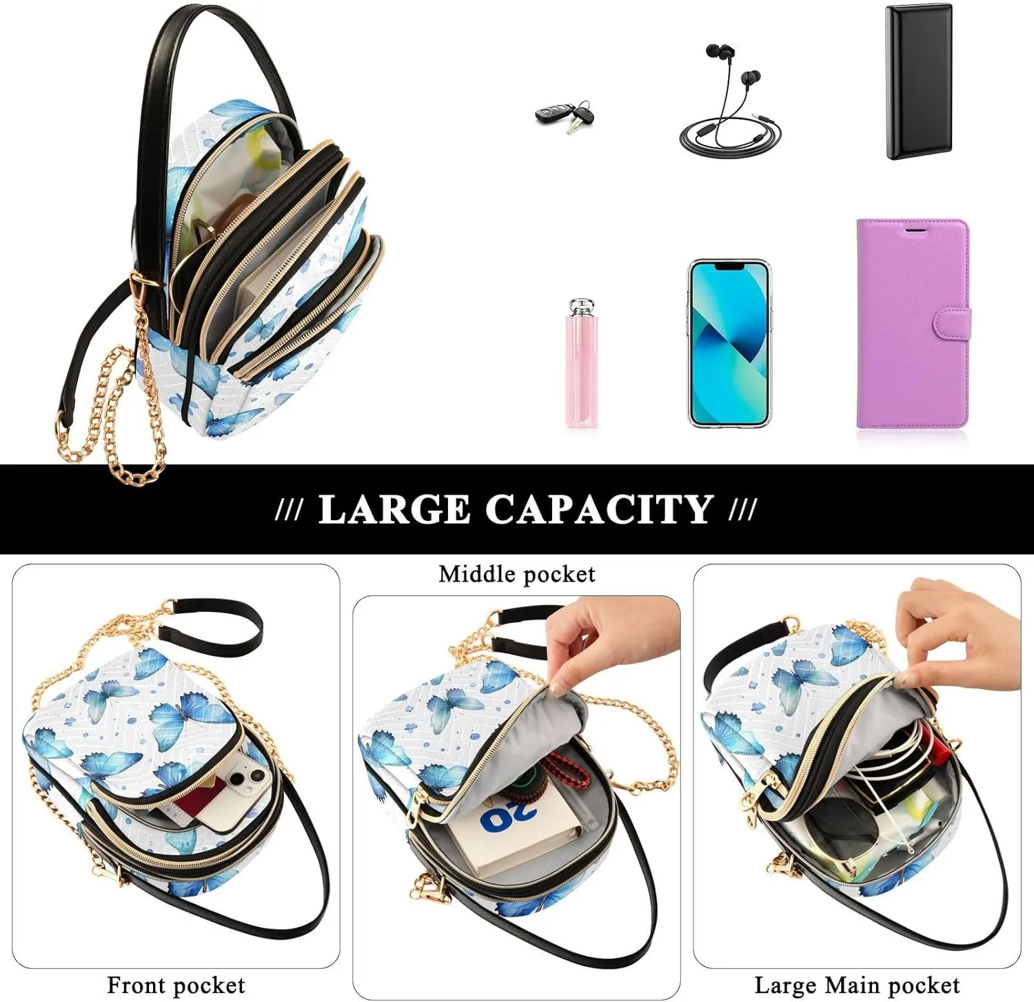 Handmade Christmas Art Women s Crossbody Handbags, Fashionable Crossbody Bags Small Crossbody Handbag for Women