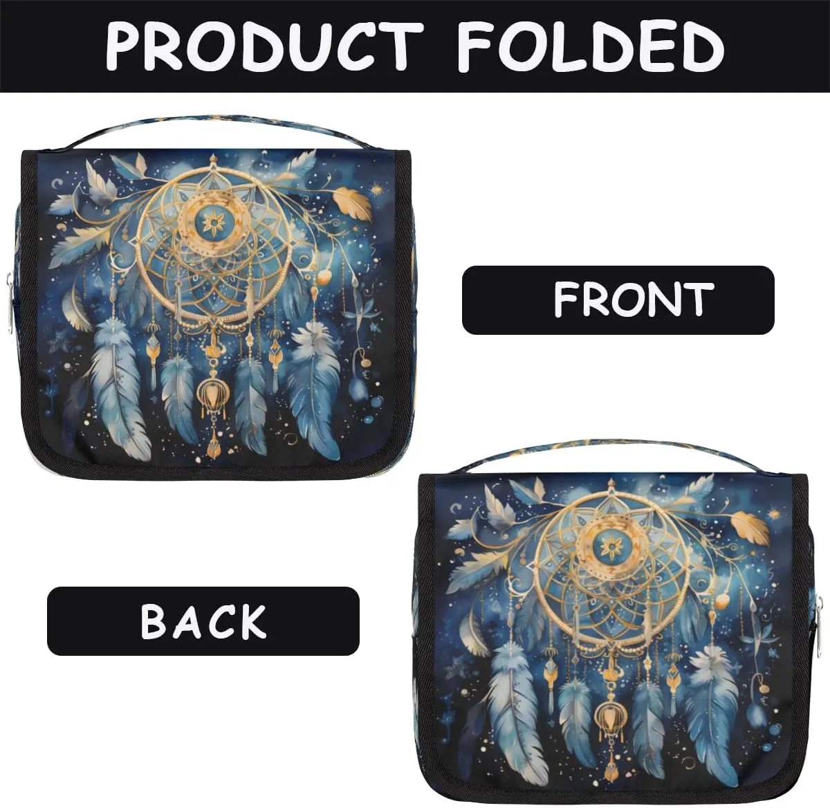 Hanging Travel Toiletry Bag Ethnic Dream Catcher Toiletry Bags with Hanging Hook Portable Cosmetic Bag Makeup Organizer for Travel Business Trip