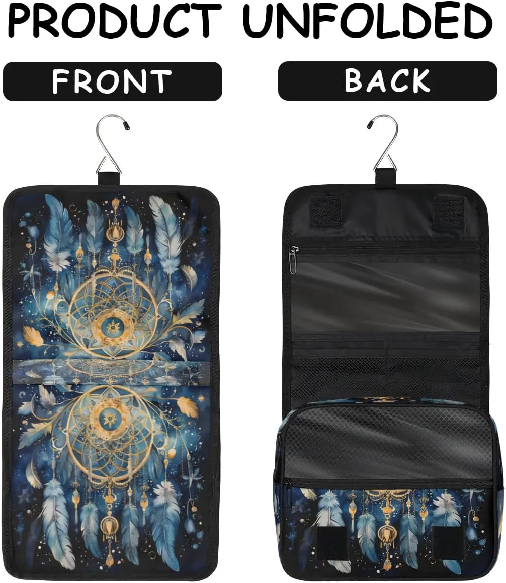 Hanging Travel Toiletry Bag Ethnic Dream Catcher Toiletry Bags with Hanging Hook Portable Cosmetic Bag Makeup Organizer for Travel Business Trip