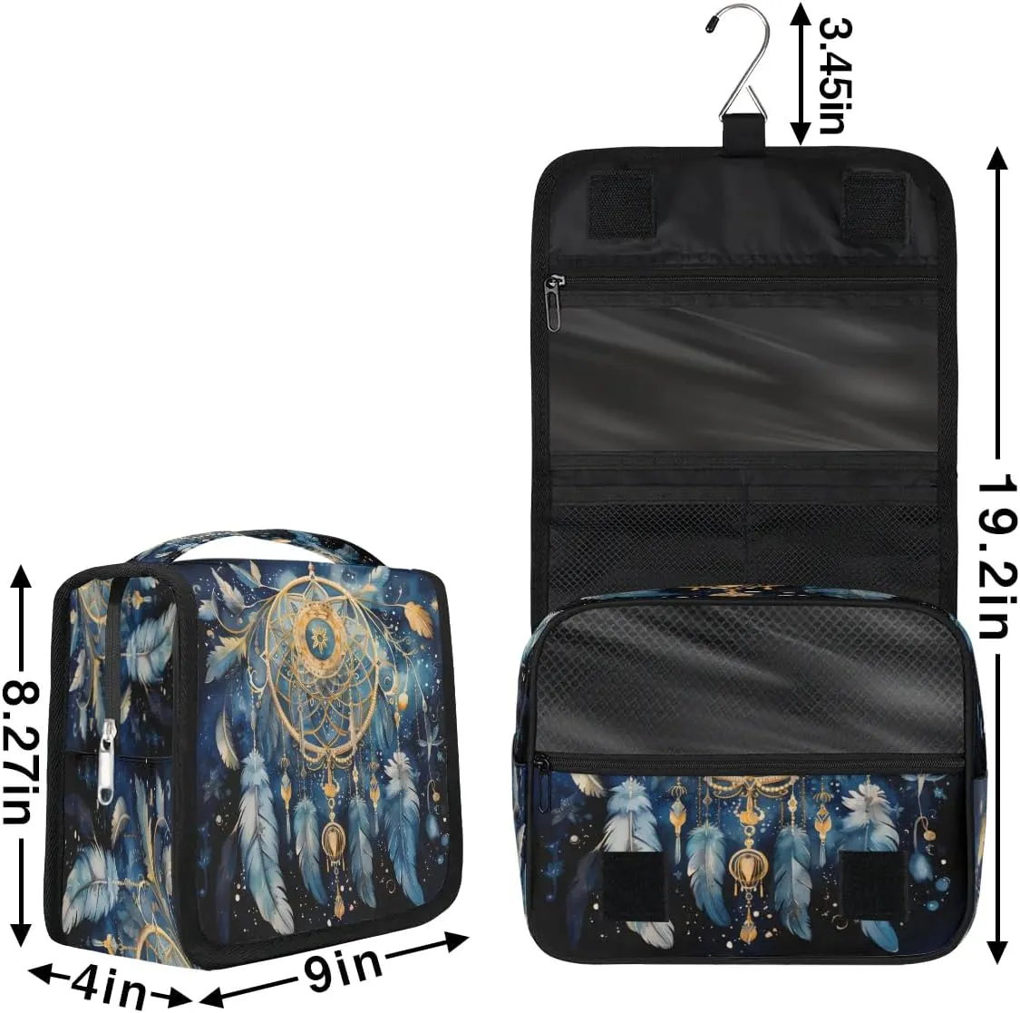 Hanging Travel Toiletry Bag Ethnic Dream Catcher Toiletry Bags with Hanging Hook Portable Cosmetic Bag Makeup Organizer for Travel Business Trip
