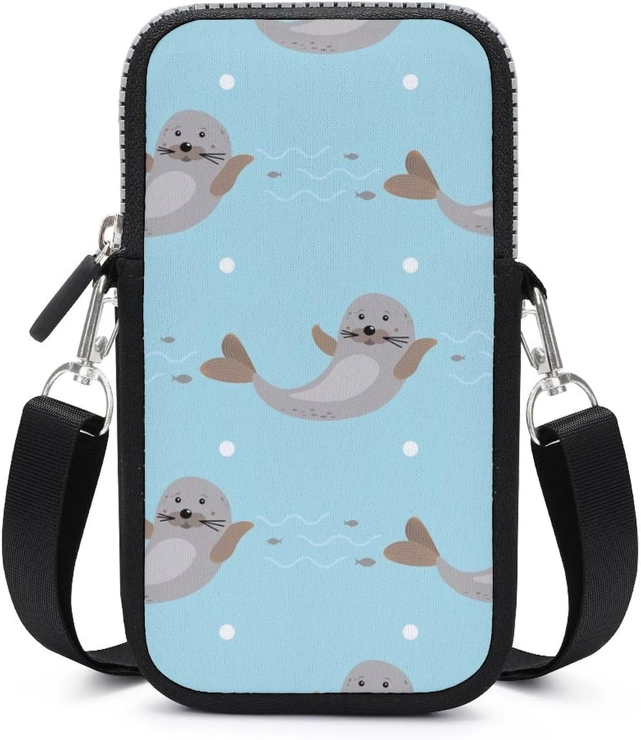 Happy Walrus Crossbody Cell Phone Purse Crossbody Mini Bag Fashion Phone Pouch Wallet with Detachable Strap