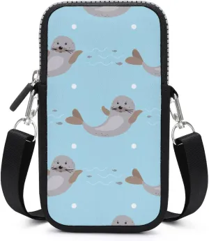 Happy Walrus Crossbody Cell Phone Purse Crossbody Mini Bag Fashion Phone Pouch Wallet with Detachable Strap