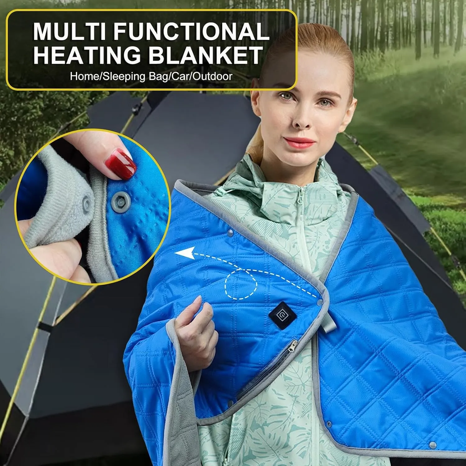 Heated Sleeping Bag Pad - Sleeping Bag Heating Pad, Multifunctional Sleeping Bag | Heating Blanket 6 Heated Zone Camping Mat Sleeping Bag Liner, 3 Gear Electric Sleeping Bag Heater Soft for Car Sofa