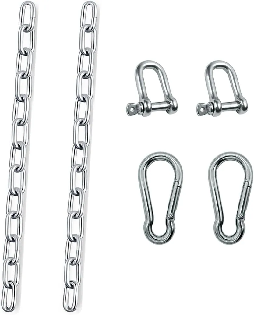 Heavy Duty Stainless Steel Chain 550LB Capacity for Hanging Shooting Targets Punching Bags, Including 2 Chain, 2 D-Shackle, 2 Carabiners