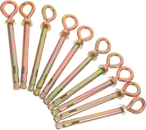 Heavy Duty Swing Hangers 10pcs Ceiling Hooks Expansion Eye Bolts Galvanized Lifting Ring Concrete Anchors