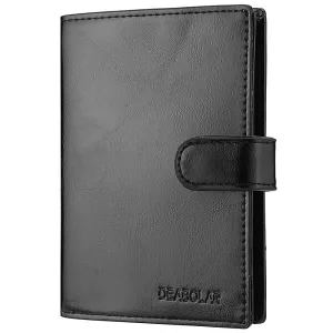 High Capacity Men's Passport Leather Wallet - Multiple Card Slots and Clear ID Window