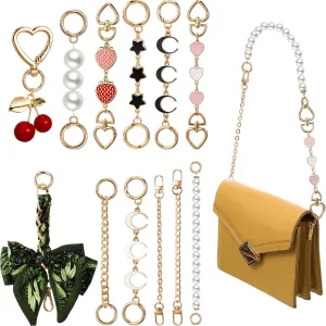 Hinly 12 Pcs Purse Strap Extender Bag Extender Chain Gold Purse Chain Bag Exquisite Charms Purse Straps Replacement Chain Chain Extender for Purse Handbags Shoulder Bag