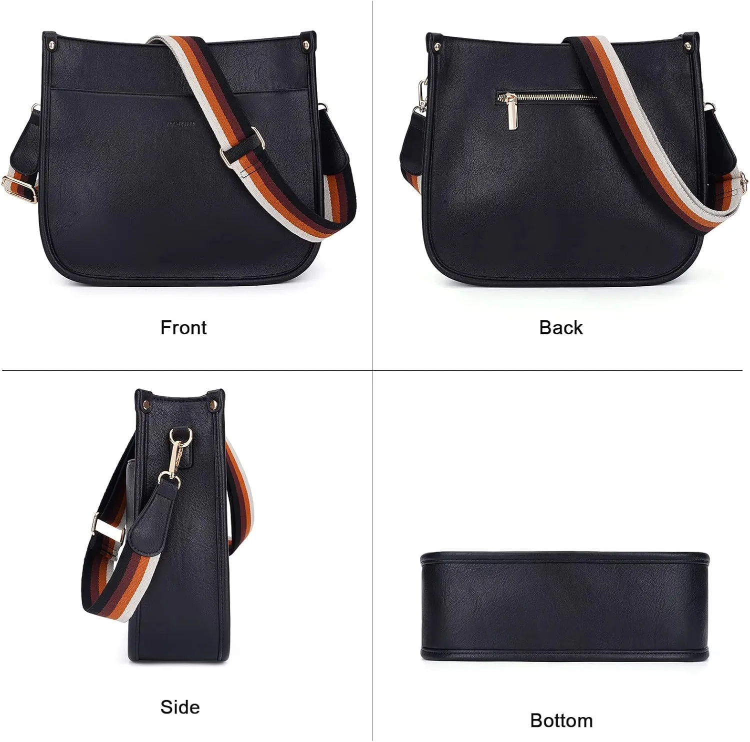 HKCLUF Crossbody Bags for Women Trendy Vegan Leather Hobo Handbags With 2PCS Adjustable Guitar Strap Shoulder Bucket Bags