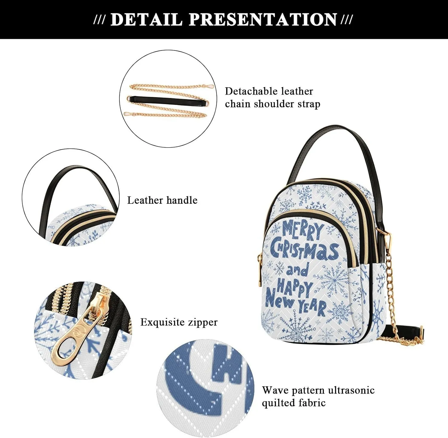 Holiday Festive Cell Phone Purse Crossbody Handbag Durable Shoulder Bag Travel Pouch