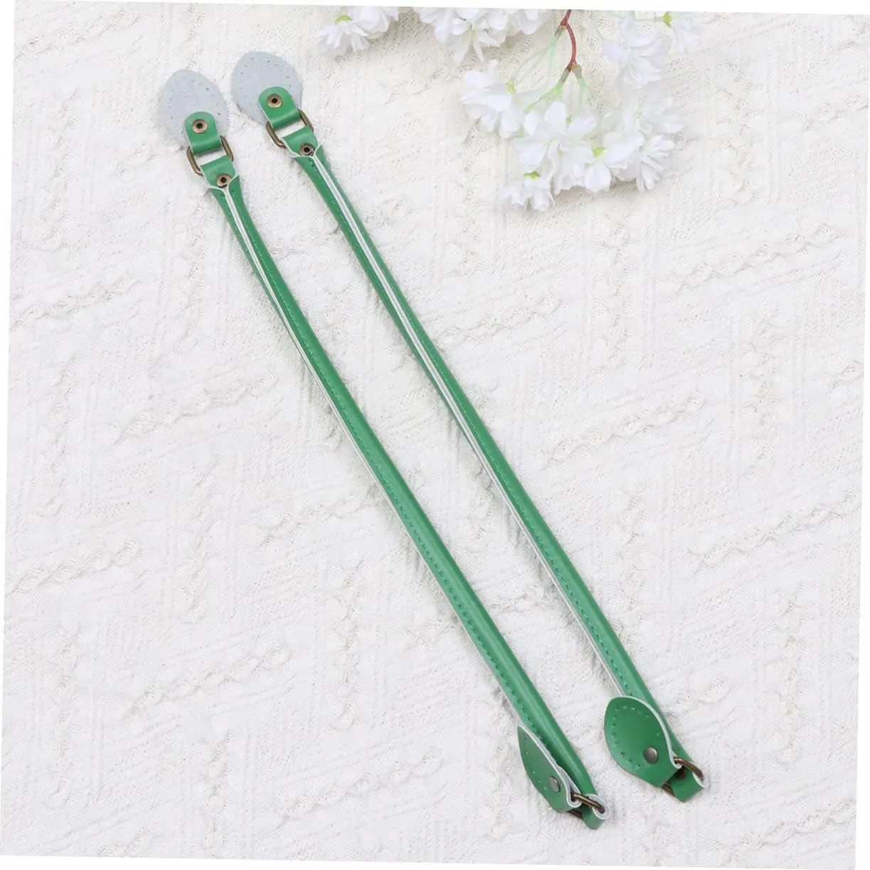 Homoyoyo 1 Pair Green Cowhide Leather Bag Strap Durable Replacement Handle for DIY Handbag Sewing for Crossbody and Tote Bags Fashionable and Sturdy Accessory