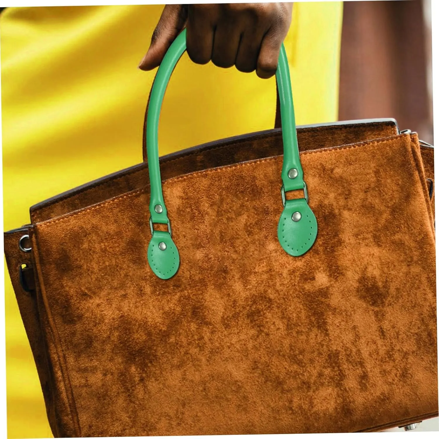 Homoyoyo 1 Pair Green Cowhide Leather Bag Strap Durable Replacement Handle for DIY Handbag Sewing for Crossbody and Tote Bags Fashionable and Sturdy Accessory