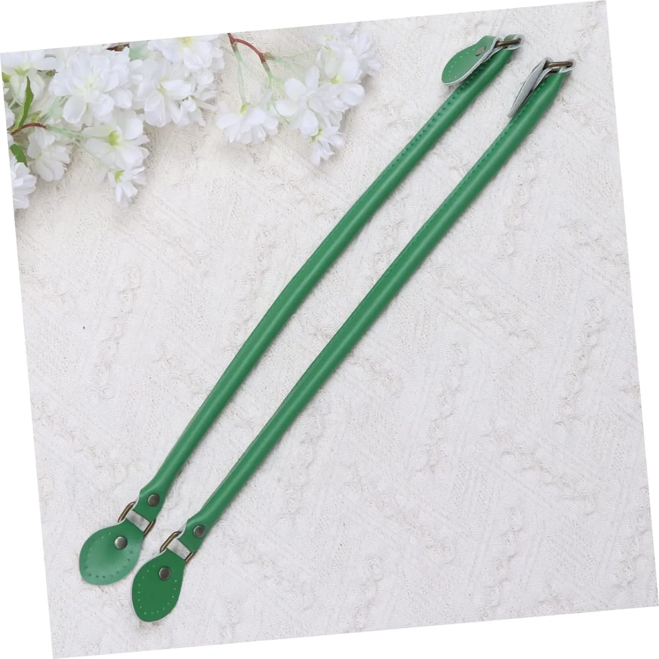 Homoyoyo 1 Pair Green Cowhide Leather Bag Strap Durable Replacement Handle for DIY Handbag Sewing for Crossbody and Tote Bags Fashionable and Sturdy Accessory