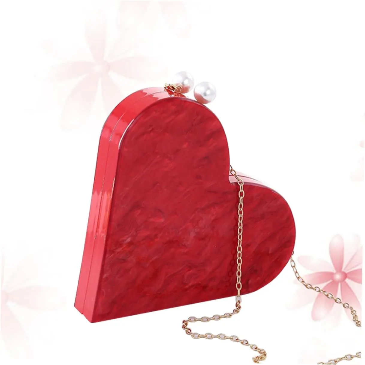 Homoyoyo Elegant Heart Shape Acrylic Purse Women's Crossbody Shoulder Bag Casual Clutch for Banquet Night Out