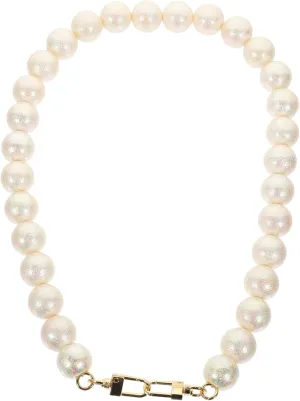 Homoyoyo Pearl Chain for Handbags Stylish Replacement Shoulder Bag Strap with Dual End Buckle Pearl Accessory for Unique Bag Transformation and Easy Installation