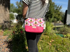 Hot Pink Coneflower Crossbody Bag