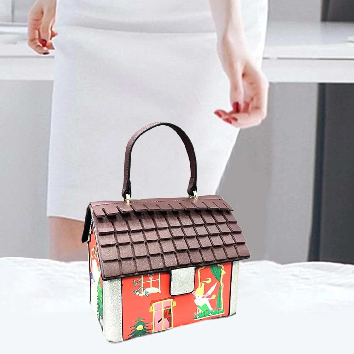 House Shaped Crossbody Bag Women Shoulder Bag Clutch Pouch Handbag for Outdoor
