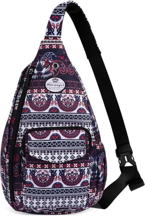 HUA ANGEL Crossbody Sling Bag for Men Women Lightweight Over the Shoulder Purse Day Bag Multipockets for Travel, Hiking, Gym