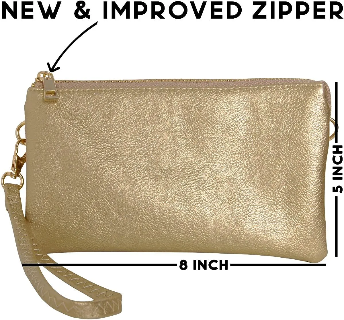 Humble Chic Vegan Leather Wristlet Purse for Women - Small Clutch Purse with Shoulder and Wrist Straps