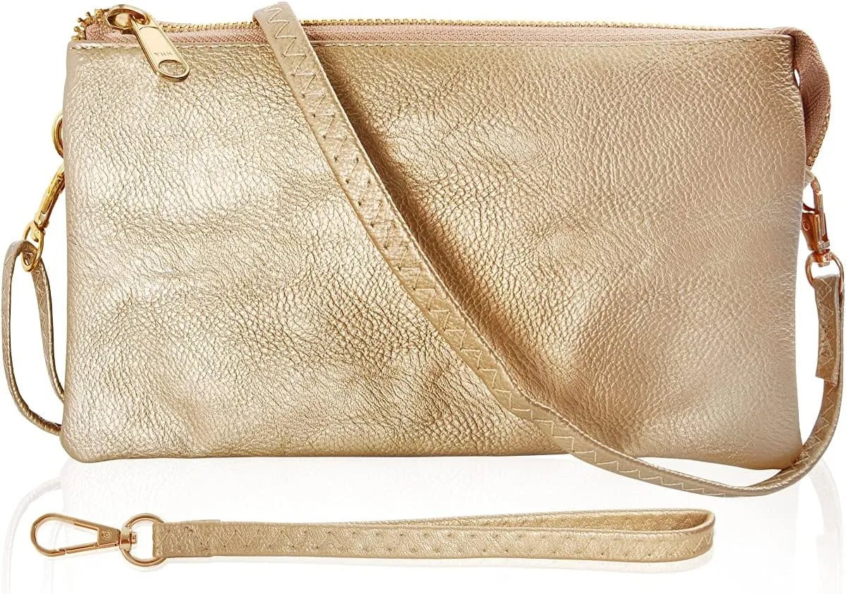 Humble Chic Vegan Leather Wristlet Purse for Women - Small Clutch Purse with Shoulder and Wrist Straps