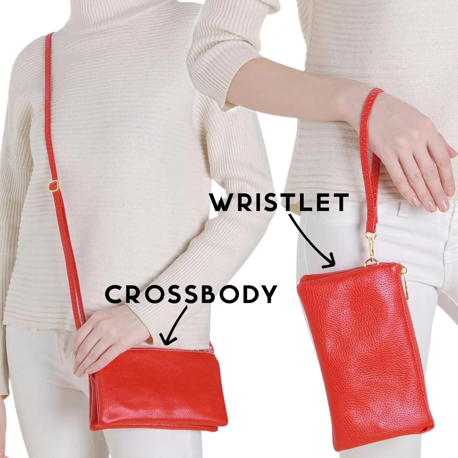 Humble Chic Vegan Leather Wristlet Purse for Women - Small Clutch Purse with Shoulder and Wrist Straps